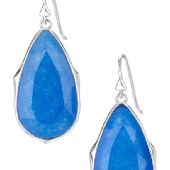 stella & dot ~ teardrop sentiment stone earrings ~ ocean blue quartz RARE - Picture 1 of 6